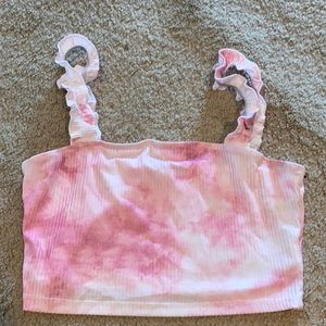 Tie dye pink and white tank dress shirt